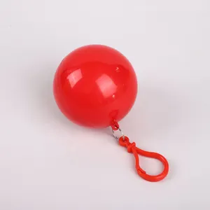 H496 Creative Outdoor Camping Keychain Portable Spherical Case Raincoat Plastic Ball Key Chain Disposable Rain Poncho