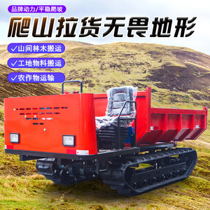 Petit véhicule de transport sur chenilles auto-déchargant pour terrains accidentés, adapté à l'agriculture, aux vergers et aux travaux de construction en montagne - Product Image 4