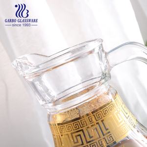 Jarra de vidrio de 64 onzas con tapa de cristal, jarra de agua con mango, buena bebida para zumo casero y agua con oro - Product Image 5