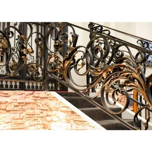 Hot sale galvanized wrought iron balcony railings cast iron balustrades and handrails metal front railings for houses