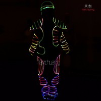 Costume de danse lumineux à fibres optiques, tenue LED scintillante pour spectacle sur scène, festival de musique, soirée en boîte de nuit, performance