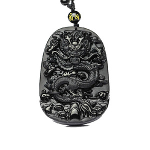 <span class=keywords><strong>Collier</strong></span> de perles Vintage en verre noir pour hommes, pendentif religieux en pierre noire Syn <span class=keywords><strong>obsidienne</strong></span> Pixiu croix Dragon <span class=keywords><strong>bouddha</strong></span> - Product Image 4