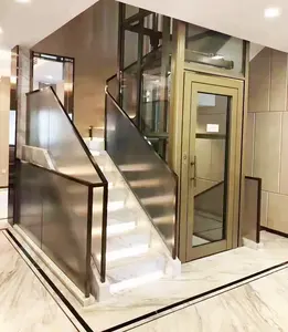 ลิฟท์บ้าน2ชั้นแบบพาโนรามาพร้อมสองประตูห้องโดยสารเกียร์นิรภัยวิลล่าลิฟต์โดยสารขนาดเล็ก