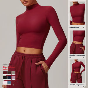 XW-TZ8933-1 2件套拉绳口袋慢跑者健身运动长袖上衣运动服健身运动瑜伽套装 - Product Image 3