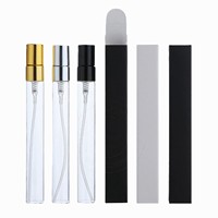 Flacons d'échantillons vides miniatures de 10 ml en verre transparent pour parfum, avec atomiseur et boîte en papier, en ambre noir naturel assorti