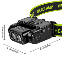 Mini Linterna LED con Sensor de Movimiento, Luz para Gorra con Clip, 90 °   Linterna Frontal Recargable Tipo-C Ajustable para Correr, Pescar y Trabajar