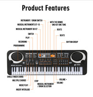 Wholesale 61-key Multifunctional Rechargeable Plastic ABS Piano Keyboard Educational Toy for Kids with Microphone