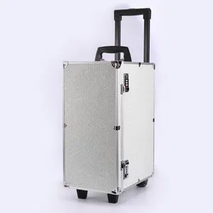 Rolling Jewelry Case With Trays Jewelry Trolley Case For Salesman With Drawers Aluminum Jewelry Case With Wheels