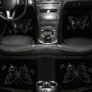 5 pièces tapis de sol de <span class=keywords><strong>voiture</strong></span> en cuir Bling <span class=keywords><strong>papillon</strong></span> <span class=keywords><strong>voiture</strong></span> intérieur antidérapant coussin de sol avant arrière tapis pour <span class=keywords><strong>voiture</strong></span> universelle - Product Image 2