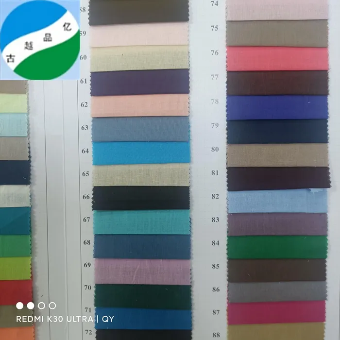 Cina Tekstil siap barang tenun 100% katun 9088 polos dicelup banyak warna kain untuk pakaian