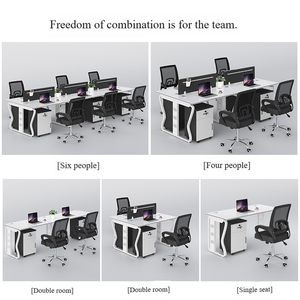 Escritorio de Oficina Moderno para 2, 4 o 6 Personas con Divisiones, Mesa de Computadora Modular para Personal con Gabinetes para Oficina Abierta - Product Image 2