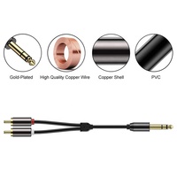 Câble audio coaxial 6,35 mm mâle vers double RCA mâle, répartiteur en Y, paire torsadée, plaqué or, gaine PVC, blindage tressé, longueur personnalisable