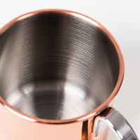 Mug à bière en métal de style moderne en acier inoxydable 304 gravé à pointes martelées, en cuivre uni, Moscow Mule, avec poignée
