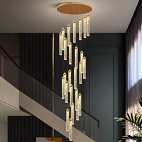 Lustre suspendu transparent doré, luminaire suspendu en acrylique de luxe pour escalier d'hôtel, lustre décoratif en cristal pour salon