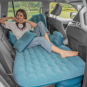 Matelas de voiture gonflable en PVC floqué, lit de voyage pour SUV et berline avec support de tête, bleu - Product Image 3