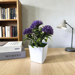 Cinq œillets artificiels en pot, plantes en pot carrées de 14 cm, décoration intérieure, ornement de bureau, fausse fleur, décoration de bonsaï - Product Image 3