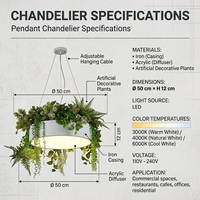 Luminaire suspendu LED décoratif pour bureau, plafonnier commercial pour hall d'accueil et salle de repos, avec plantes artificielles