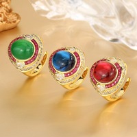 Bague Rétro Chrétienne en Alliage avec Zircon Uni de Simulation Avancée 2026, Pierre 10*12, Changement de Couleur sous Lampe Fluorescente, Effet Influenceur