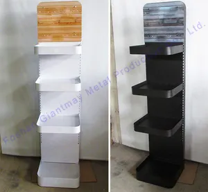 Slat Wall Metal Display Stand Floor Standing Type Product Stand Display Racks With Advertisements