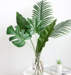 Hot Selling Artificial Monstera Leaves Cheap Small Size Colorful Artificial Monstera Palm Leave With Stem