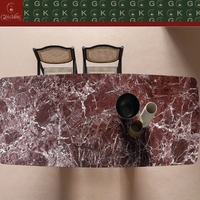 Table rectangulaire de salle à manger moderne GOLDKING en marbre rouge Rosso Levanto avec pieds en métal rouge brillant, fabrication OEM ODM directe d'usine