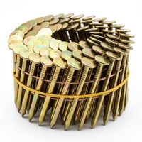 Clou de toiture en spirale à tige lisse en fer de qualité industrielle homologué CE, 2,5x50mm, galvanisé jaune, pour cloueuse automatique