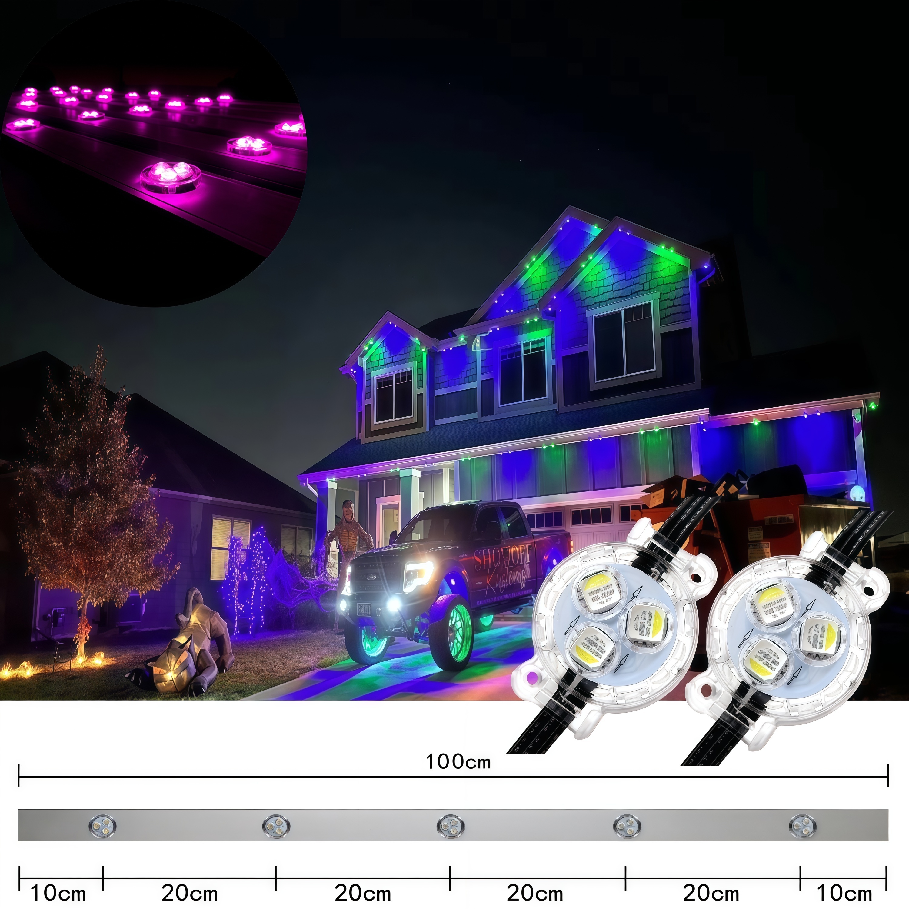 KCX Outdoor Permanent Led Sting Light Led RGBWIC Colorful Holiday Pixel Light Decoration House Outdoor String Light