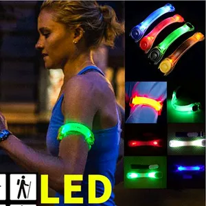 Noche al aire libre advertencia accesorios para correr brazalete reflectante hermosas pulseras Led Multicolor tobilleras regalos para Mujeres Hombres
