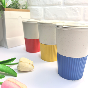 Mug à café en plastique de paille de blé avec couvercle à vis, léger, isolé thermiquement, pour la maison, tasses à thé et à lait, sans fuite - Product Image 1