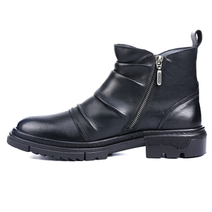 Bottes en cuir noires pour hommes, style motard, qualité supérieure, durables, décontractées, pour l'extérieur, chaussures inspirées de la moto - Product Image 4