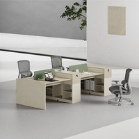 10.5 pieds de long rectangulaire 4 en 1 équipe de travail Coworking espace greffier Table de bureau en bois ordinateur Cluster bureau avec stockage d'imprimante
