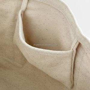 Tas Belanja Totebag Kanvas Katun Reusable dengan Pola Logo Putih Cetak Transfer Panas Kustom dan Kantong - Product Image 6