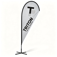 Drapeau plume personnalisé robuste et durable avec mât en fibre de verre de 2,8 m et base croisée pour activités promotionnelles et formation sur le thé
