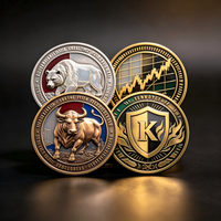 Pièce de monnaie personnalisée Bull Bear Challenge en émail souple, en alliage de zinc gravé, pièce de collection commémorative pour le marché boursier