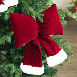 Red Velvet Bow, <b>Christmas</b> Tree <b>Decoration</b>, Garland Accessories, Door Hanging, Gift Box <b>Decoration</b>, Holiday Party <b>Decoration</b>. - Product Image 3