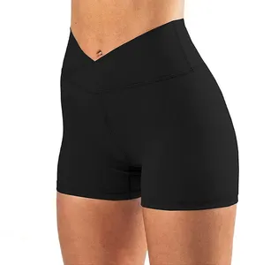 Wholesale OEM Custom Logo Sports Shorts For Women High Quality Ladies Workout Shorts V Back Scrunch Butt Leggings