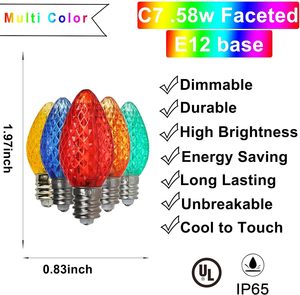 หลอดไฟคริสต์มาสคุณภาพสูงเกรดเชิงพาณิชย์สำหรับภายนอกอาคาร รุ่น C9 LED สีขาวสว่าง แบบเหลี่ยม ผลิตจากโพลีคาร์บอเนต - Product Image 2