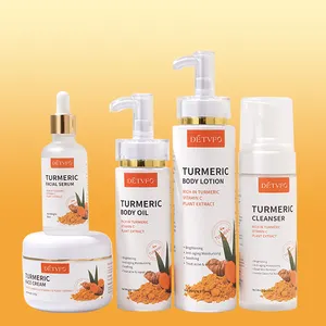 Private Label Hot Sale Facial Tumeric Skincare Set Anti Acne Whitening Anti Aging Organic Beauty Turmeric Korean Skin Care Set