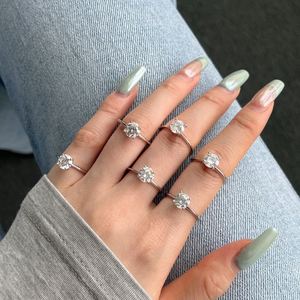 Dylam Classic Design Fine Fashion Jewelry Women S925 Silver Rhodium Plated <b>Circle</b> 7mm 5A Cubic Zirconia Wedding Promise <b>Rings</b> - Product Image 2