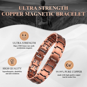 Pulseras de cobre sólido cruzado cristianismo para artritis geometría magnética 99.99% brazaletes de terapia magnética de cobre puro - Product Image 2