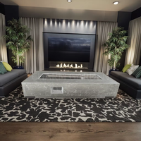 Table de foyer intérieur en béton avec brûleur en acier inoxydable de 72 pouces intelligent intérieur bio alcool éthanol cheminée