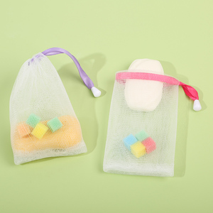 Super Foaming Soap Bag with Sponge & Ribbon - 9x12cm PE Mesh <b>Pouch</b>, Multi-Color Bath Accessory for Travel & Home - Product Image 6