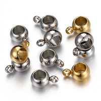 Perles d'espacement à gros trous en acier inoxydable avec anneaux connecteurs pendentifs fermoirs DIY pour collier bracelet fabrication de bijoux