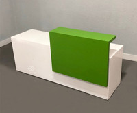 Bureau de réception en marbre blanc moderne de bonne qualité, dimensions standard, en forme de I, pour salon de manucure, hôtel, hôpital, garantie 10 ans