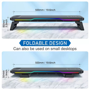Soporte Elevador Multifuncional para Monitor de Juegos RGB con Hub USB, Organizador de Escritorio Ergonómico Plegable para Streamer, <span class=keywords><strong>PC</strong></span> y Laptop - Product Image 2