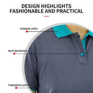 Polo de media manga de verano directo de fábrica, ropa de trabajo gris de secado rápido con características de seguridad, personajes bordados - Product Image 4