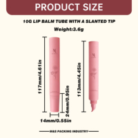 Tube de baume à lèvres en plastique PP de haute qualité, couleur rose, 10 g, avec bouchon à vis, imprimé en sérigraphie, pour l'emballage de cosmétiques et de soins personnels