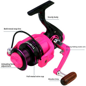 Moulinet de pêche à rotation rose ultra lisse et puissant série 2000-7000 Rapport de vitesse 5.2:1 léger main gauche/droite interchangeable - Product Image 2