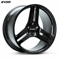 Jantes forgées EVOR, nouvelle conception, 3 branches, en alliage d'aluminium noir chromé, monobloc, pour deux voitures, en promotion
