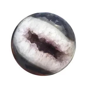 巴西水晶开放微笑水晶球玛瑙 Geode 球体家居装饰